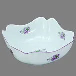 Český porcelán, Dubí Mísa vysoká čtyřhranná 24 cm Rokoko fialky s fialovou linkou
