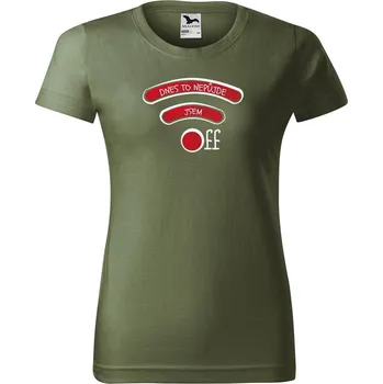 Dámské oblečení DOBRÝ TRIKO Dámské tričko s vtipným potiskem Jsem OFF Barva: Khaki, Velikost: S