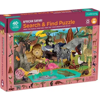Puzzle Mudpuppy Puzzle skládej a hledej Safari 64 dílů
