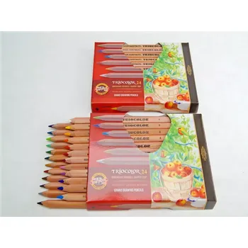 Kresba Pastelky Koh-i-noor Triocolor natur 3154N/24 (trojhranné silné), 24 barev