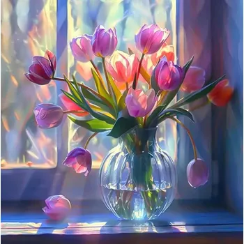 Mozaiková sada HUACAN DIAMOND PAINTING - DIAMANTOVÁ MOZAIKA - VE VÁZE 21