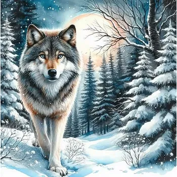 Diamantové malování HUACAN DIAMOND PAINTING - DIAMANTOVÁ MOZAIKA - VLK 19