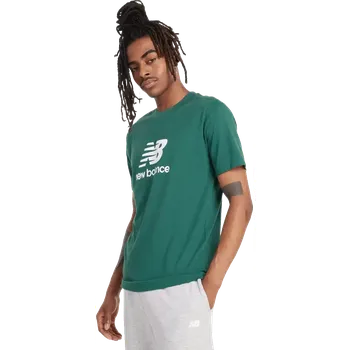 Pánské tričko Pánské tričko s krátkým rukávem New Balance Stacked Logo zelené