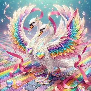 Diamantové malování HUACAN DIAMOND PAINTING - DIAMANTOVÁ MOZAIKA - LABUŤ 05