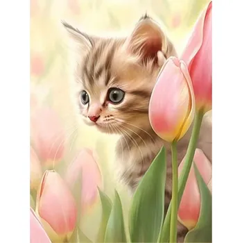 Diamantové malování HUACAN DIAMOND PAINTING - DIAMANTOVÁ MOZAIKA - KOČKA 23