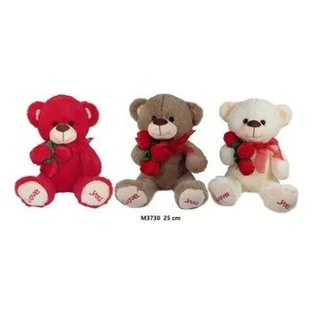 plyšák Miś z różą 25cm MIX