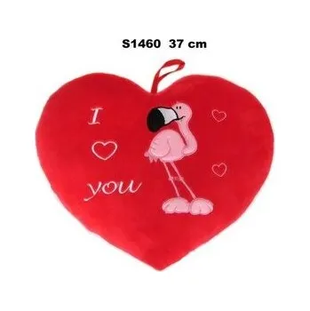 plyšák Poduszka Serce flamingo 37cm