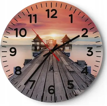 Hodiny Nástěnné hodiny do obýváku 40x40 Krajina Kulatý Skleněné hodiny Loft Tiché