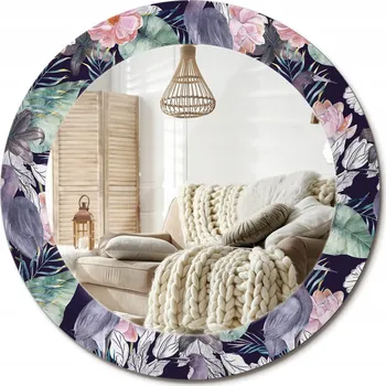 Zrcadlo Stylové kulaté zrcadlo na zeď s potiskem na skle průměr 60 cm Volavky ptáci