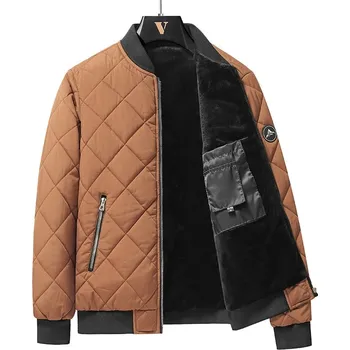 Pánský zimní kabát Pánská prošívaná zimní bunda bez kapuce Barva: Hnědá, Velikost: 4XL