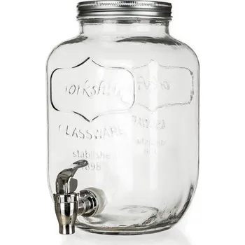 láhev 4000ml skleněná s kohoutkem, kov.víčko