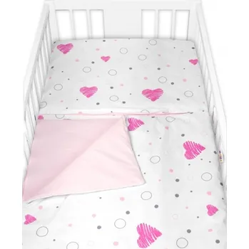 Povlečení Povlečení do postýlky, bavlna 2D sada, I love Girl, růžová/bílá, Velikost povlečení 135x100