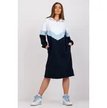 RUE PARIS Bavlněné šaty s kapucí a kapsami bílo-modrá Velikost: S/M