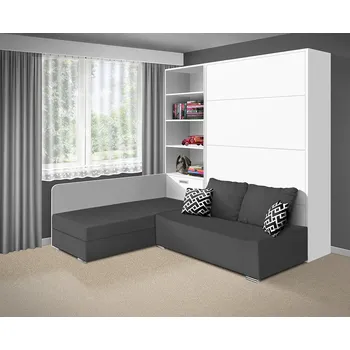 Postel Nabytekmorava VS 21066 180 x 200 cm Bílá / dveře bílé, barva pohovky: Savana šedá