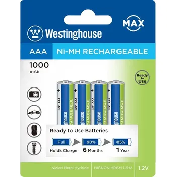 Akumulátor Westinghouse AAA MAX NiMH 1000mAh, bl.4ks