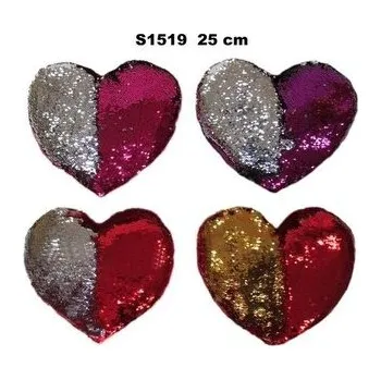 plyšák Poduszka Serce cekinowe 25cm MIX