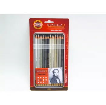 Kresba Akvarelové pastelky Koh-i-noor Mondeluz - 12 barev, šedá řada