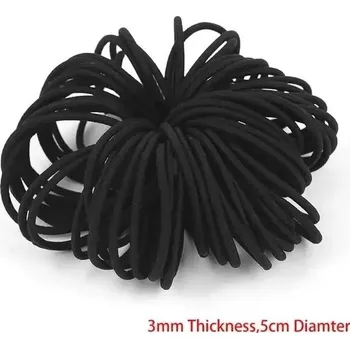 Černé elastické gumičky do vlasů | vlasové doplňky 50 ks - 50ks 3mm