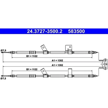 Lanko parkovací brzdy Tažné lanko, parkovací brzda ATE 24.3727-3500.2