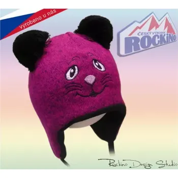 Čepice Dětská čepice ROCKINO Kočička se šňurkami fialová Velikost 48