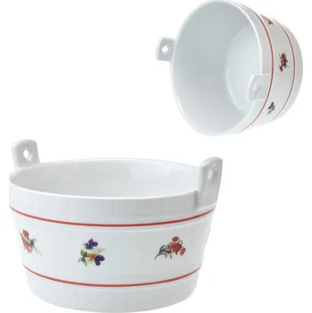 Český porcelán, Dubí Díže - miska - rakouská házenka s červenou linkou - ø 163 mm, výška: 99 mm