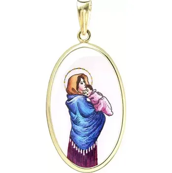 Přívěsek Aljančič Madona s dítětem největší medailonek 570H zlato