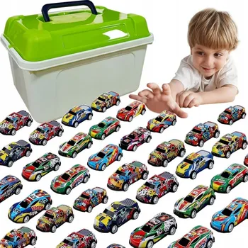 autíčko Autíčka Autíčka s pohonem, kovová auta pro děti, 50 kusů v kufříku