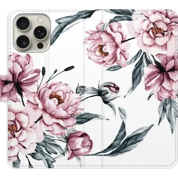 Pouzdro na mobilní telefon Flipové pouzdro iSaprio - Pink Flowers - iPhone 16 Pro Max