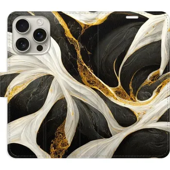 Pouzdro na mobilní telefon Flipové pouzdro iSaprio - BlackGold Marble - iPhone 16 Pro