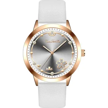 Hodinky Elegantní dámské hodinky s květinovým designem - Bílé