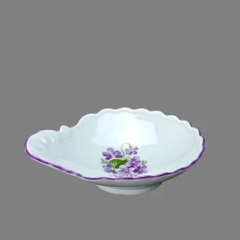 Český porcelán, Dubí Miska na džem 12,5 cm fialky s fialovou linkou