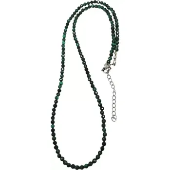 Náhrdelník Exkluzivní malachitový náhrdelník s ocelí 3 mm fazet. kuličky