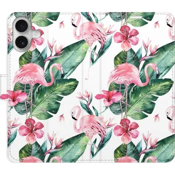 Pouzdro na mobilní telefon Flipové pouzdro iSaprio - Flamingos Pattern - iPhone 16 Plus