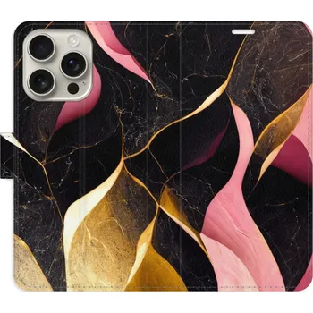 Pouzdro na mobilní telefon Flipové pouzdro iSaprio - Gold Pink Marble 02 - iPhone 16 Pro