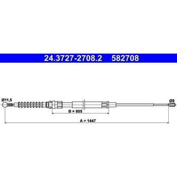 Brzdový systém Tažné lanko, parkovací brzda ATE 24.3727-2708.2
