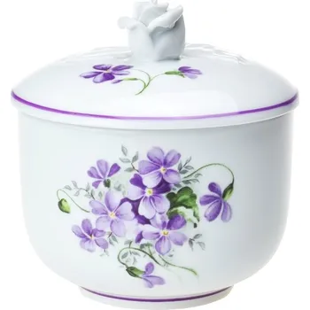 Český porcelán, Dubí Cukřenka 200 ml bez uch fialky s fialovou linkou