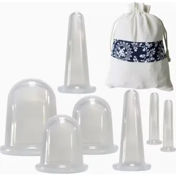 Masážní příslušenství Sada 4/7 ks silikonových Baňky pro vakuovou masáž - Úleva od bolesti a celulitidy - Fialová