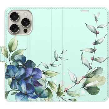 Pouzdro na mobilní telefon Flipové pouzdro iSaprio - Blue Flowers - iPhone 16 Pro