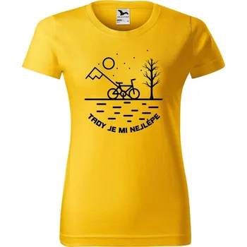 Dámské oblečení DOBRÝ TRIKO Dámské tričko s potiskem Tady je nejlépe Barva: Žlutá, Velikost: M