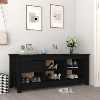 Botník vidaXL Botník černý 110 x 38 x 45,5 cm masivní borovice