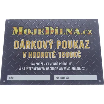 Auto-moto MDtools Dárkový poukaz MojeDílna.cz v hodnotě 1500 Kč Varianta: Online. platba předem