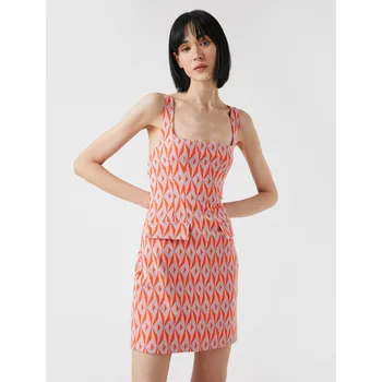 Dámské šaty Mini šaty se vzorovaným ramínkem do U se vzorovaným ramínkem Koton Koton růžová 2302209