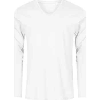 Promodoro Pánské triko s dlouhým rukávem s výstřihem do V - X.O Barva: Bílá, Velikost: XS