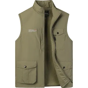 Pánský kabát Pánská vesta DIMU269 Barva: Khaki, Velikost: 5XL