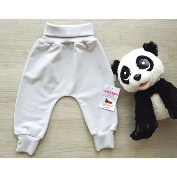 AMÁLKA Elastické, rostoucí kalhoty teplákovina, světle šedé Velikost: 86