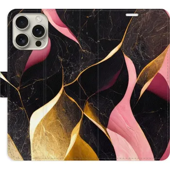 Pouzdro na mobilní telefon Flipové pouzdro iSaprio - Gold Pink Marble 02 - iPhone 16 Pro Max