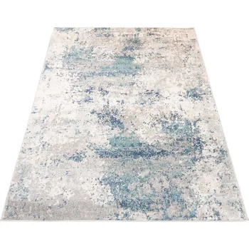 Koberec Moderní koberec DENVER - abstrakt 3 - bílý/modrý Rozměr koberce: 80x150 cm