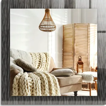 Zrcadlo Zrcadlo nástěnné s ozdobným skleněným rámem Moderní Linie 60x60 cm