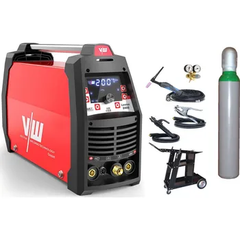 Svářečka VECTOR WELDING London 2400D AC/DC + kabely + TIG hořák + ventil + lahev + vozík