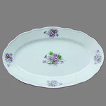 Český porcelán, Dubí Mísa oválná 35 cm Rokoko fialky s fialovou linkou